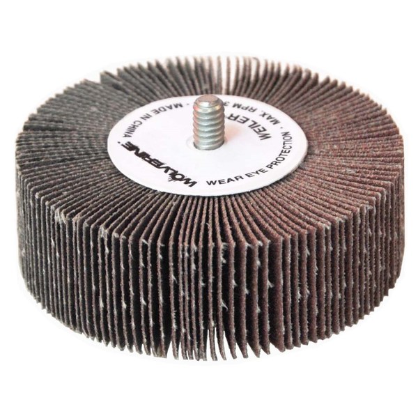 Weiler 3" x 1" x 60AO Coated Abrasive Flap Wheel, 1/4-20 Threaded Stem 30735